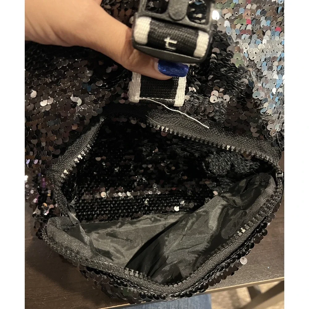 Justice Sport Black Sequin Backpack Bookbag Sequin‎ Bling School NWOT